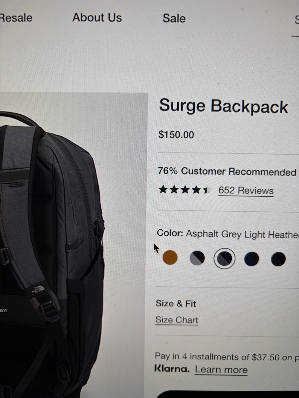 North Face Surge Men’s backpack, dark gray, light gray and some blue accent